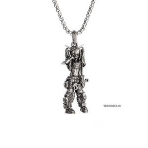 Cyber Wrench Devil Horn Girl Pendant Sexy Punk Anime Streetwear 60cm Box Chain